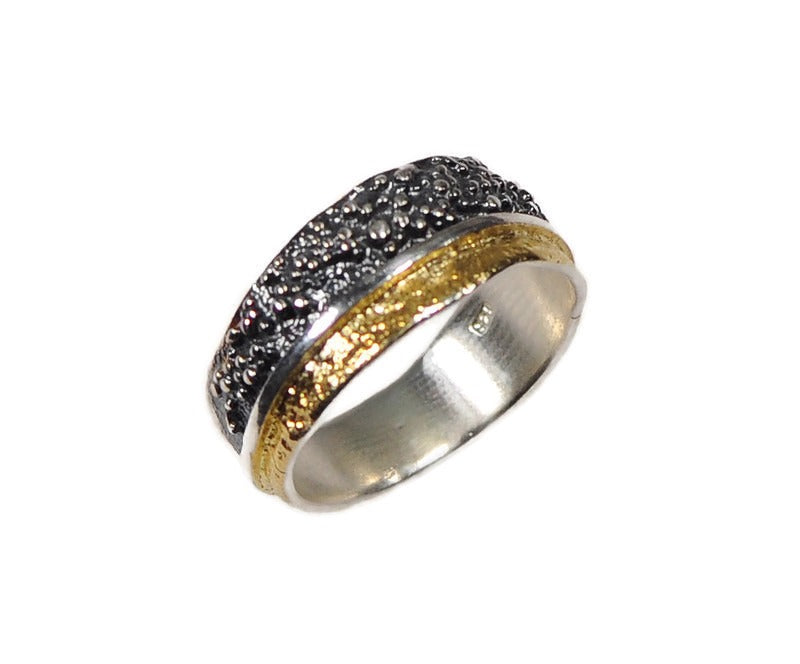 Ring Silber vergoldet und geschwärzt, Gr. 57