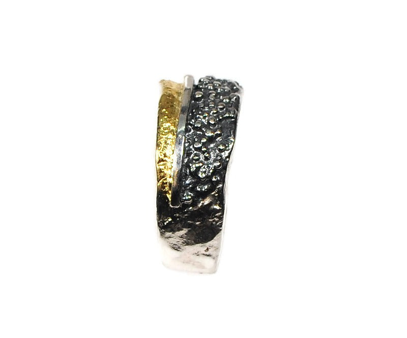 Ring Silber vergoldet und geschwärzt, Gr. 59