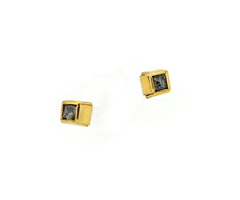 Ohrstecker Silber vergoldet mit Rohdiamant