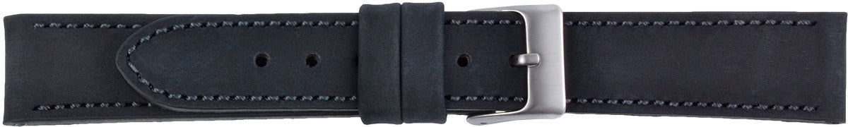 PREMIUM Lederuhrarmband schwarz 18 mm