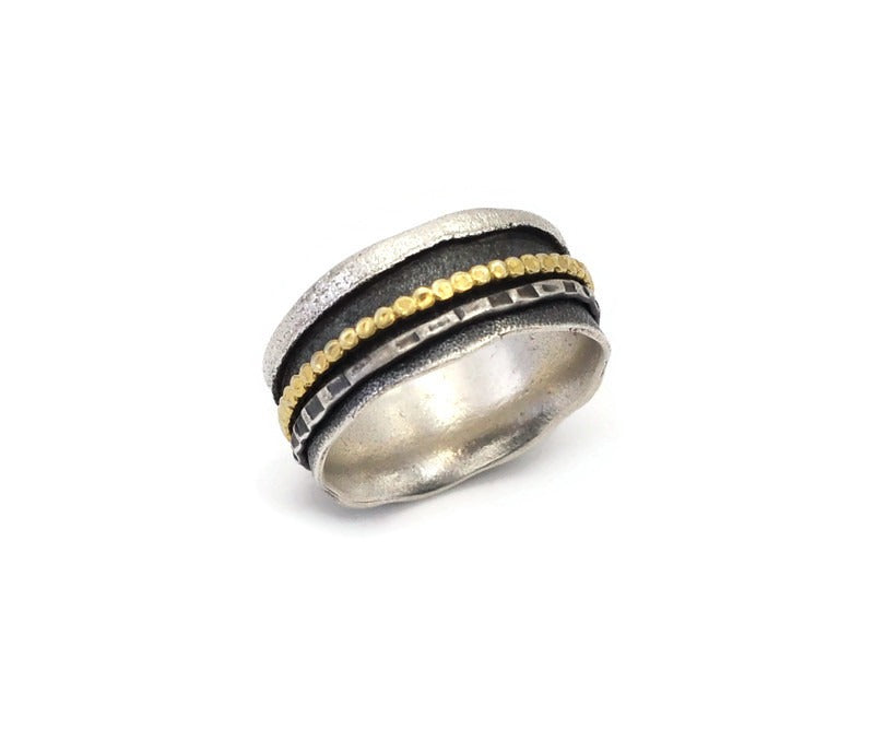 Ring Silber vergoldet und geschwärzt, Gr. 60