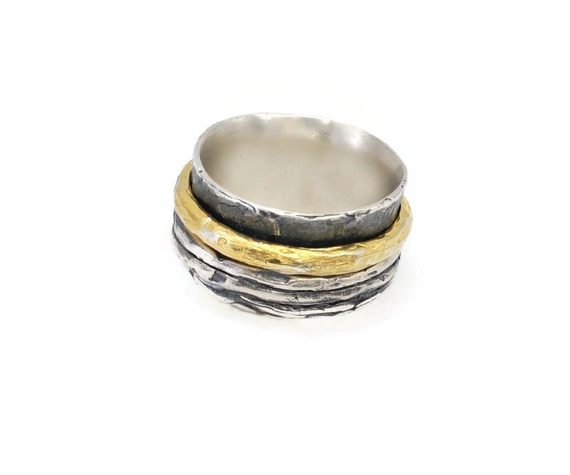 Ring Silber vergoldet und geschwärzt, Gr. 58