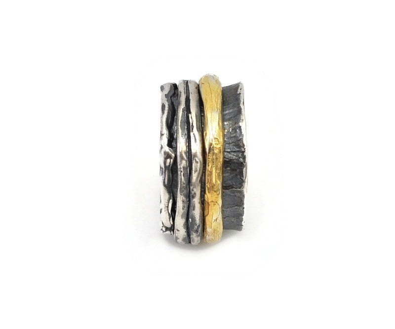 Ring Silber vergoldet und geschwärzt, Gr. 58