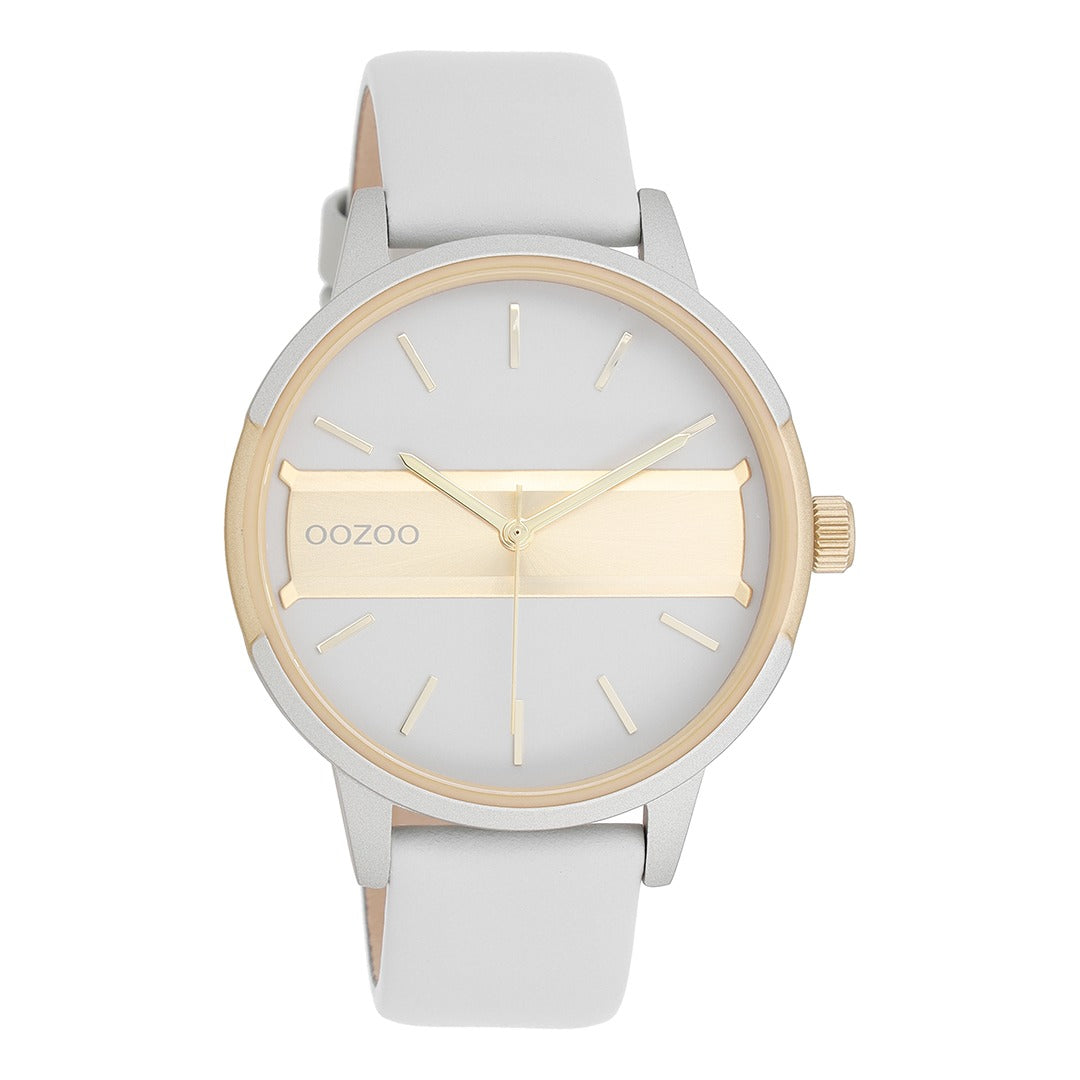 OOZOO Timepieces - C11152 - Damen - Leder-Armband - Hellgrau Gold