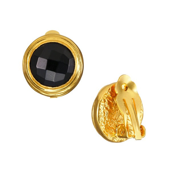 Ohrring aus Messing, vergoldet, Onyx