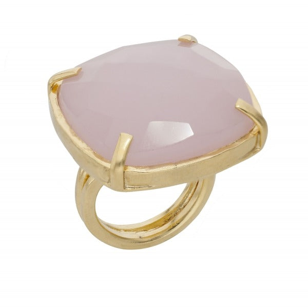 Ring aus Messing vergoldet, Rosenquarz