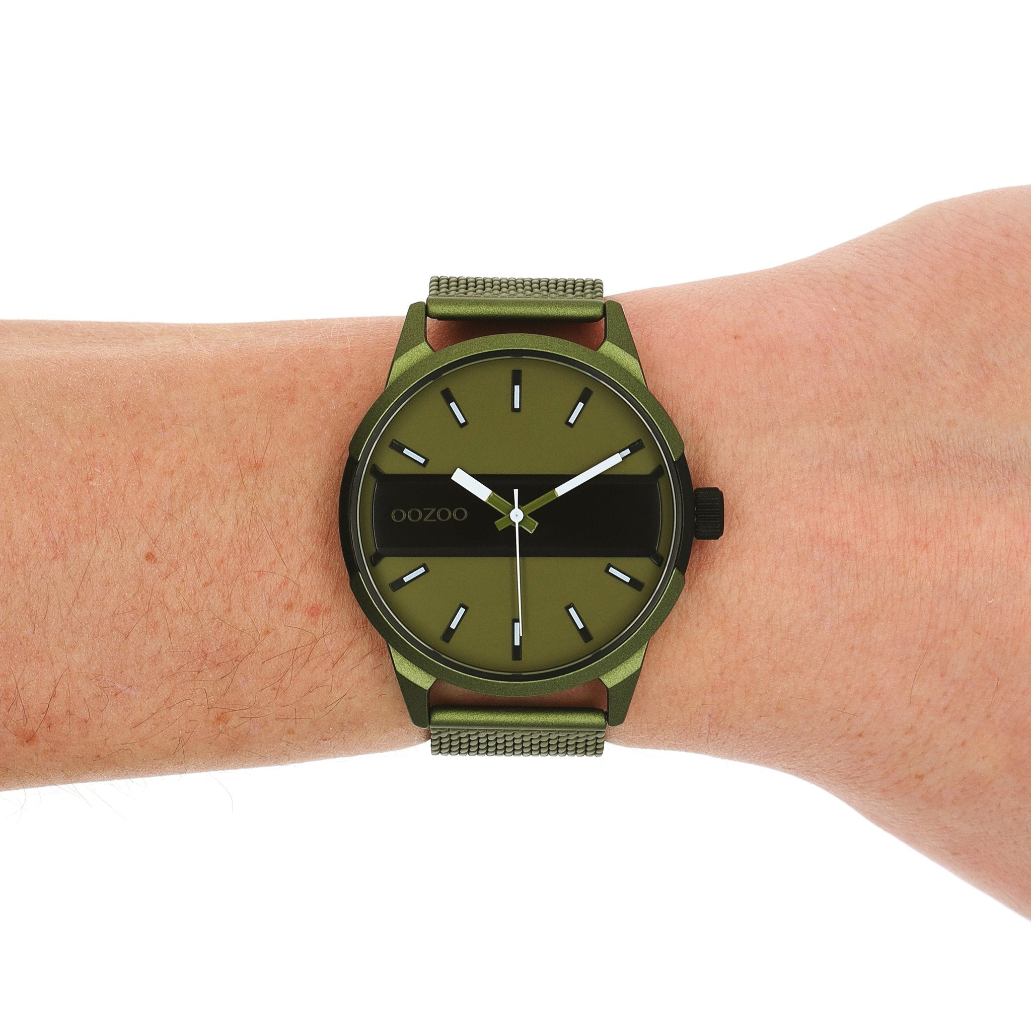 OOZOO Timepieces - C11107 - Herren - Mesh-Armband - Olivgruen Schwarz