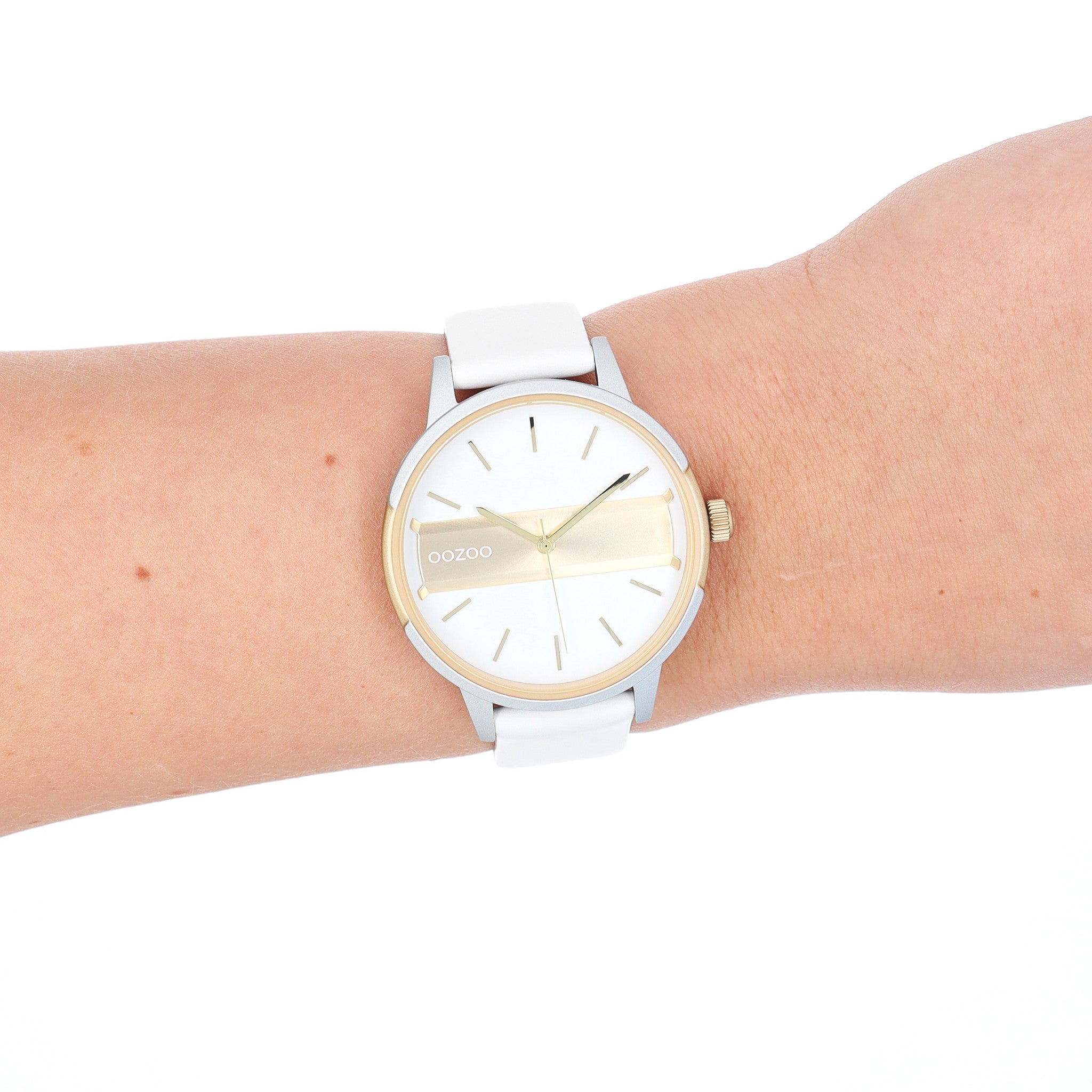 OOZOO Timepieces - C11150 - Damen - Leder-Armband - Weiss Gold