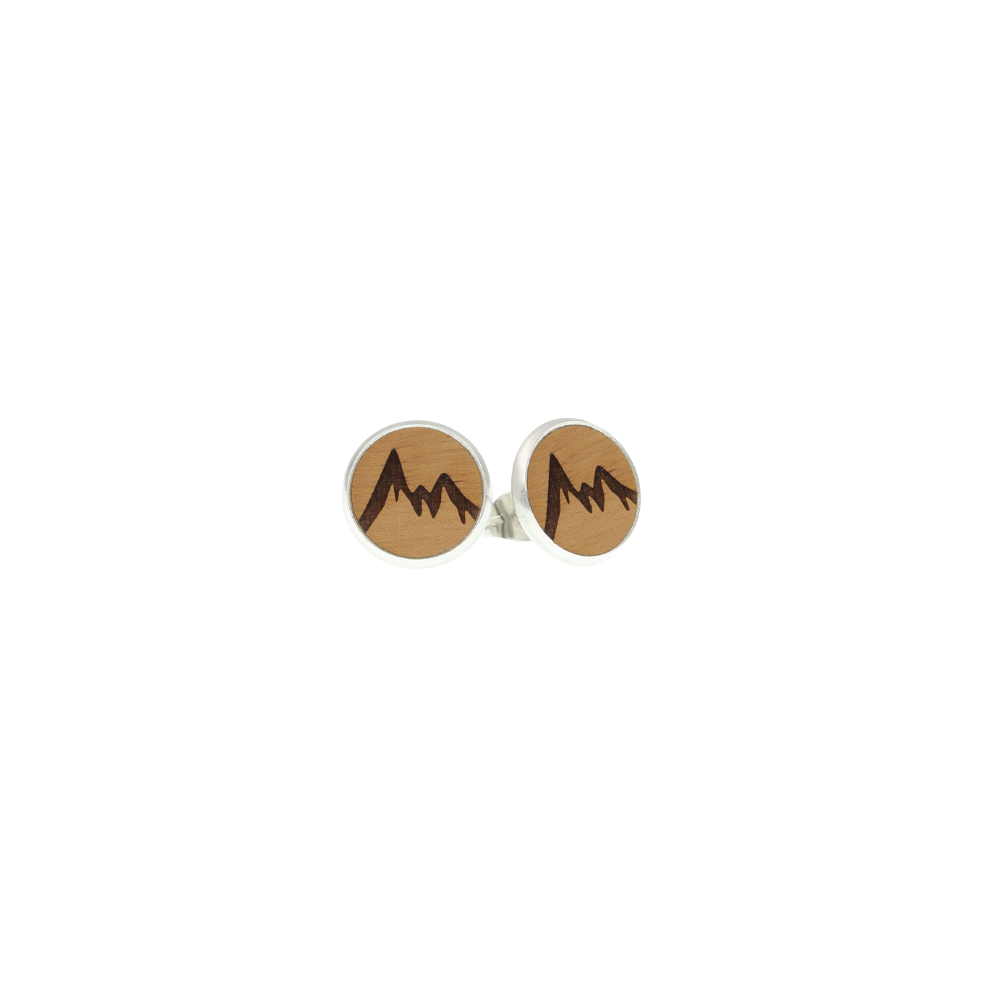 Berg Ohrstecker Holz und Edelstahl