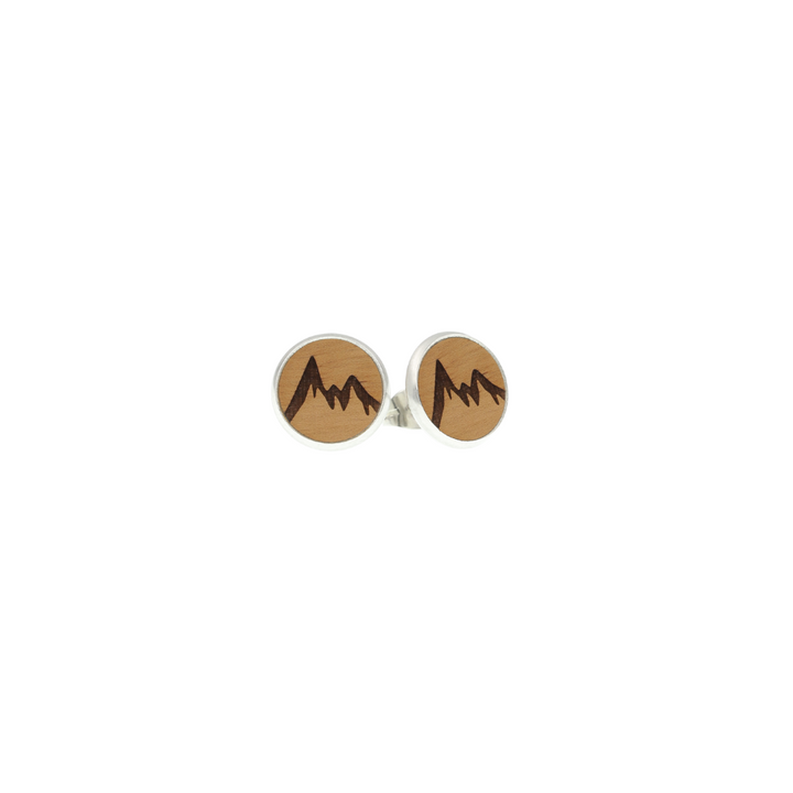Berg Ohrstecker Holz und Edelstahl
