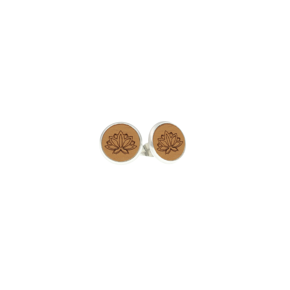 Lotusblume Ohrstecker aus Holz und Edelstahl