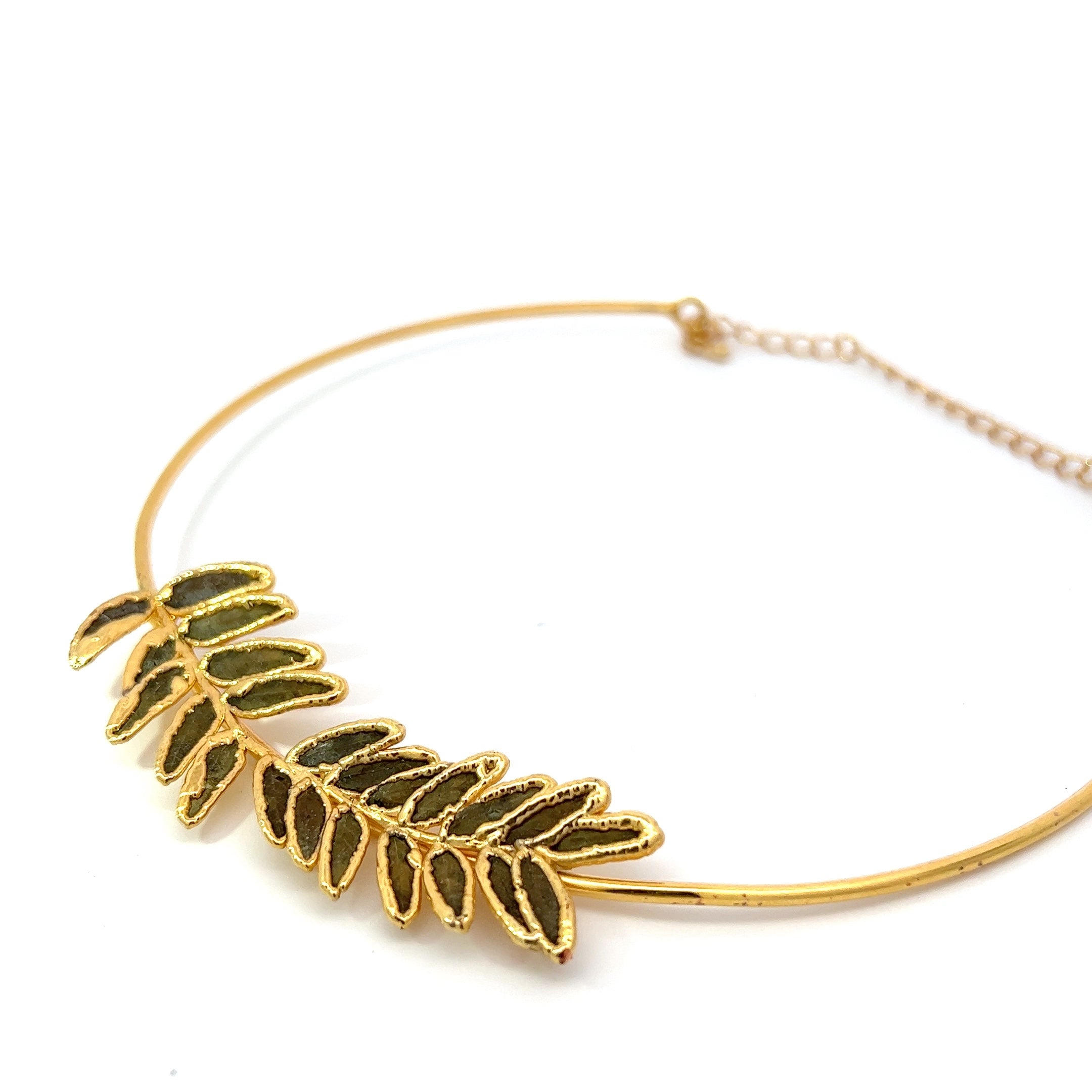 Akazienzweig Collier, vergoldet