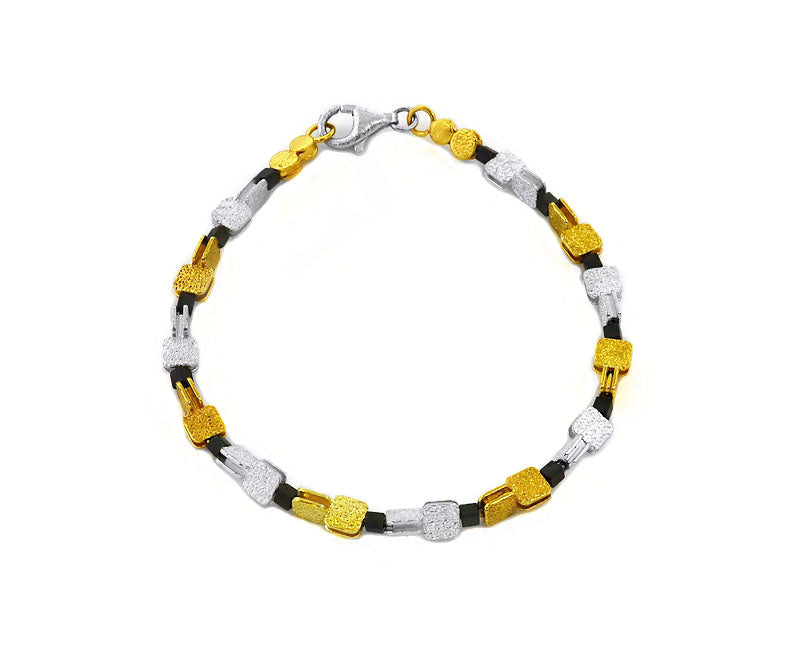 Armband Silber, Silber vergoldet und Silber geschwärzt