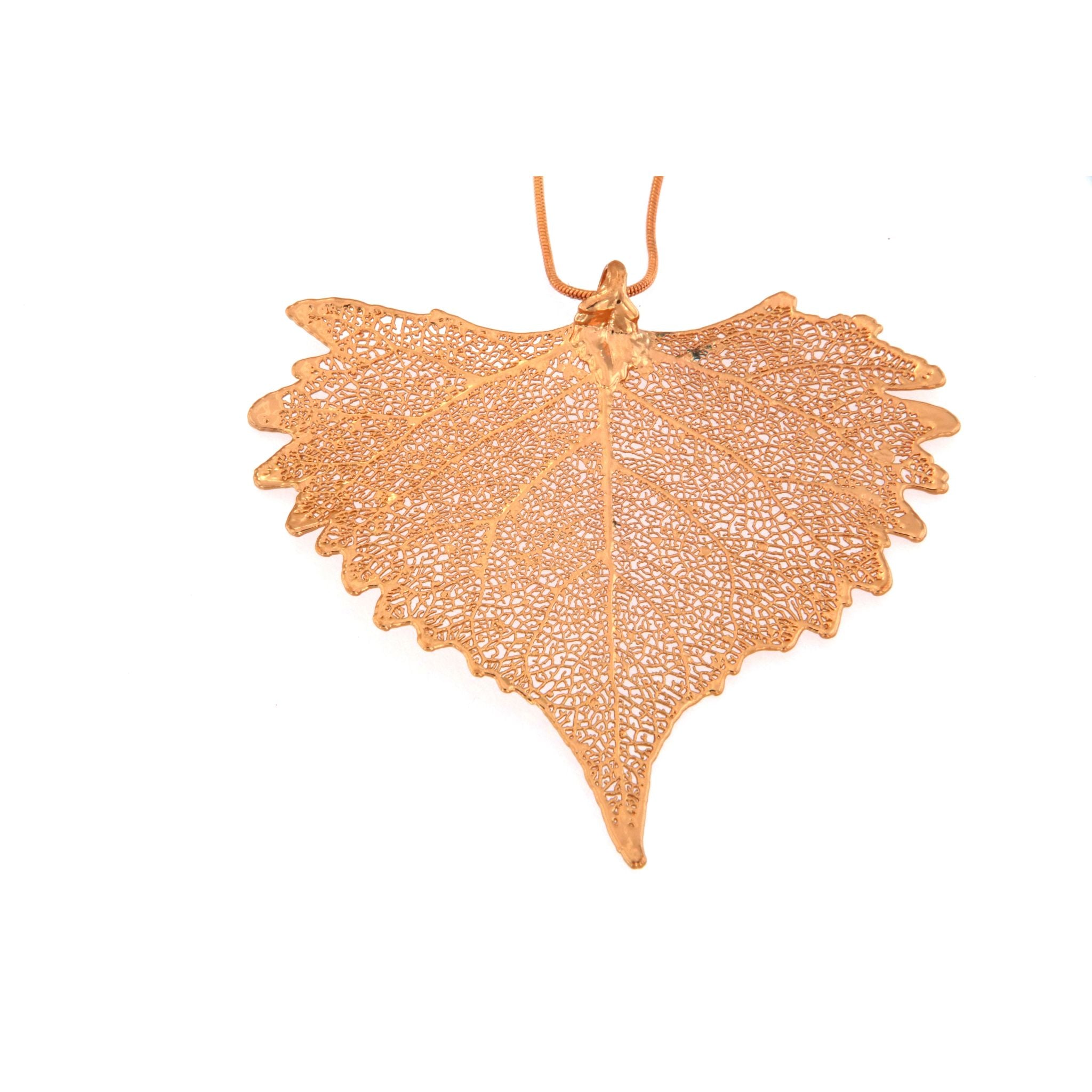 Baumwollblatt Anhänger, Echtblatt, mit Kette rosévergoldet