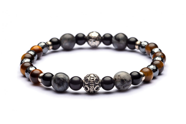 Cuba - Classic Armband 8 mm Kugeln - 925er Silber Tigerauge, Onyx, Labradorit