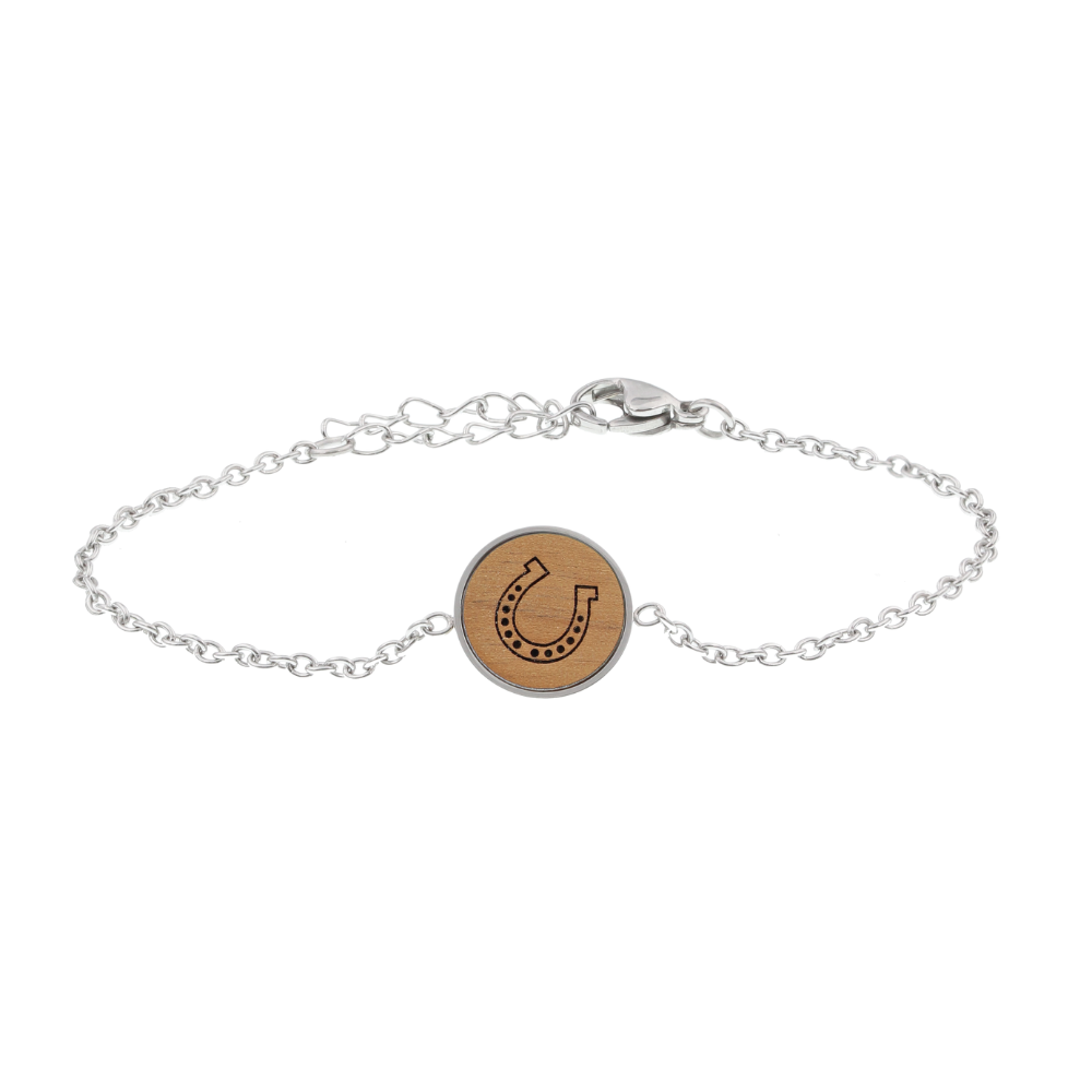 Hufeisen Armband Skyla aus Edelstahl und Nussholz