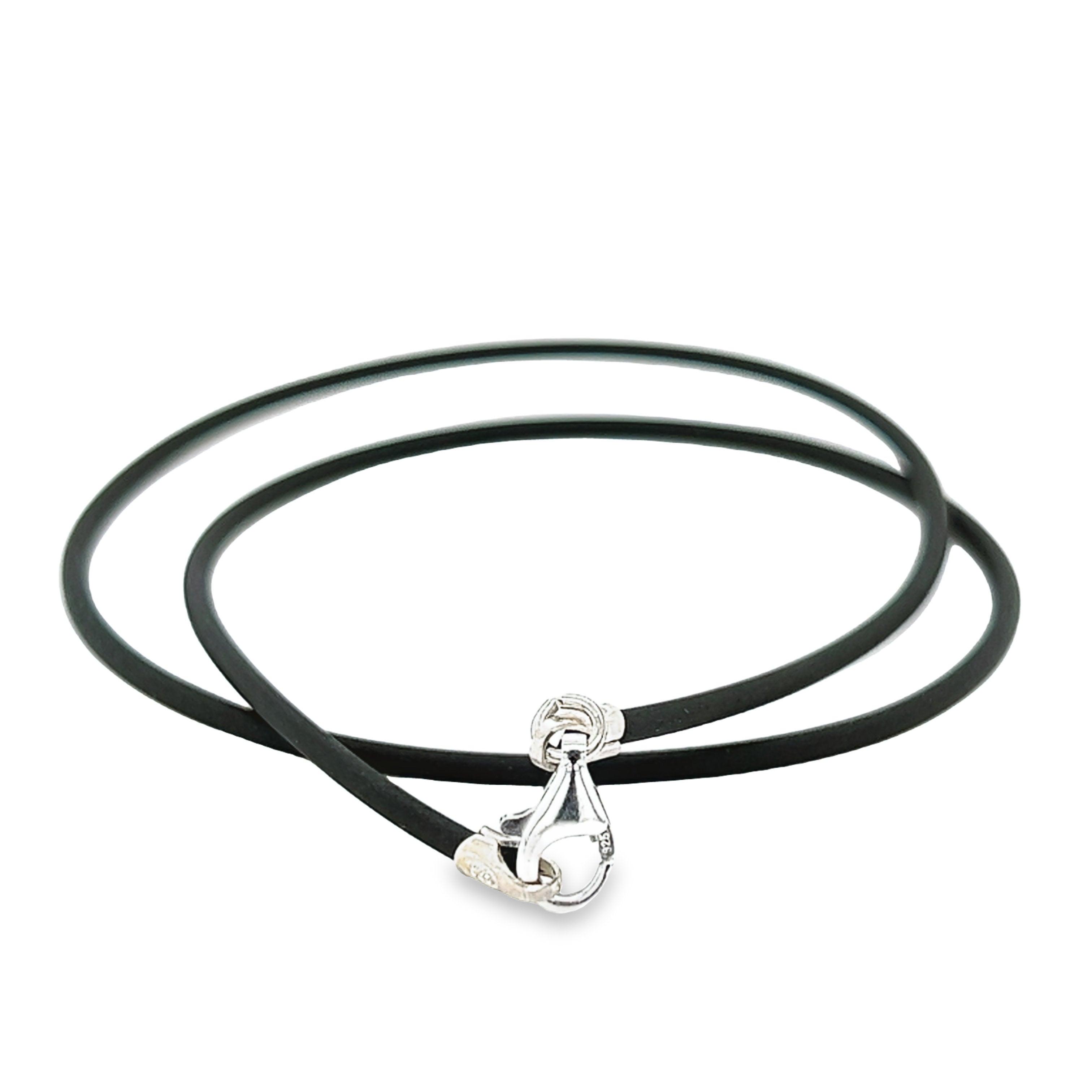 Kautschuk Band 2 mm mit Silber Karabiner