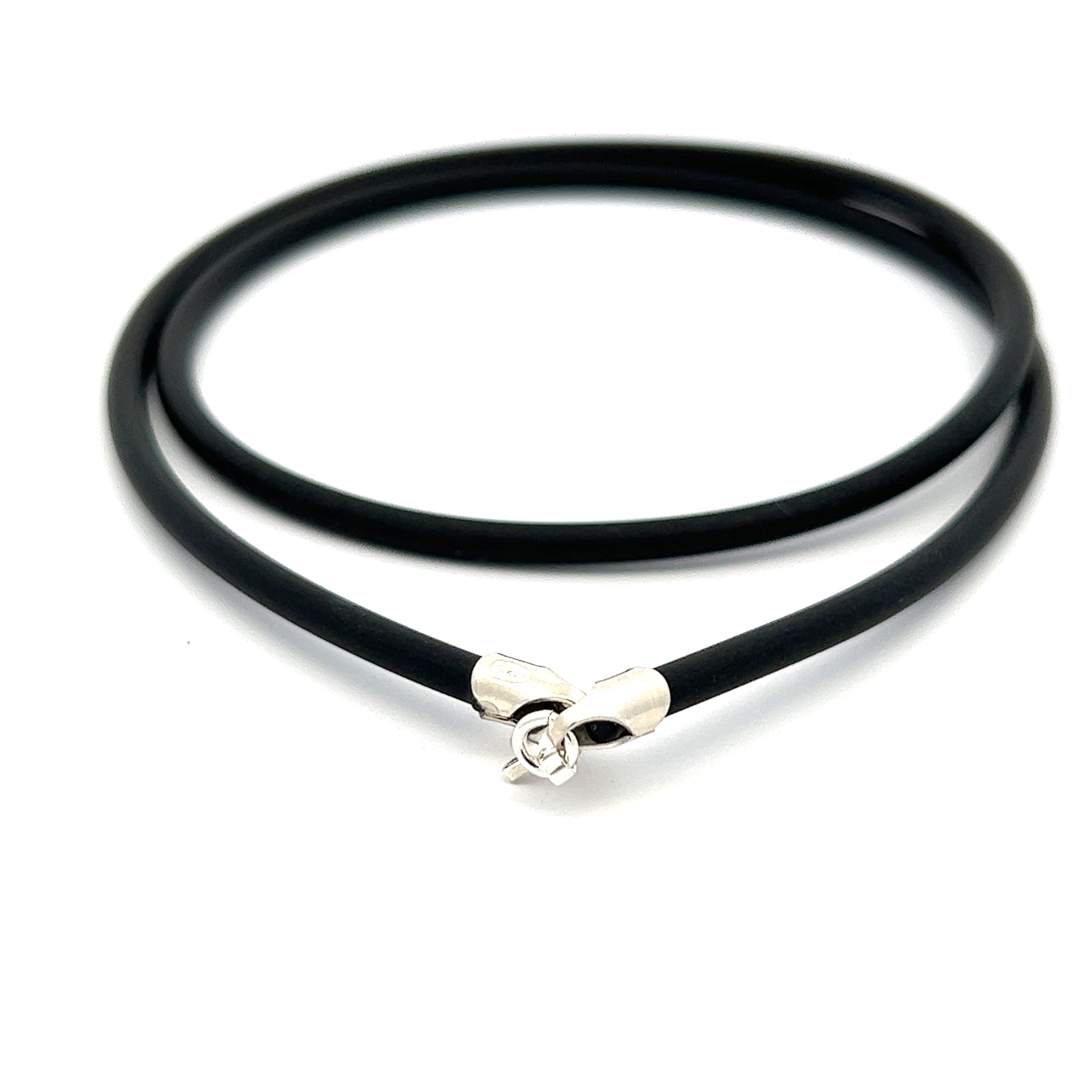 Kautschuk Band 3 mm mit Silber Karabiner