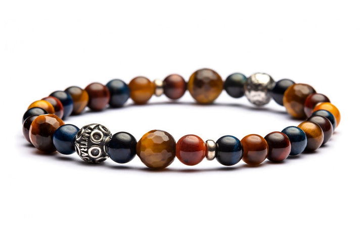 Lisbona - Classic Armband 6 8 mm Kugeln - 925er Silber Tigerage gemischt
