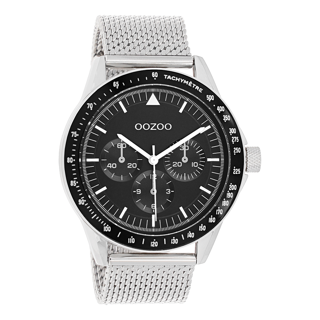 OOZOO Timepieces - C11113 - Herren - Mesh-Armband - Silber/Schwarz