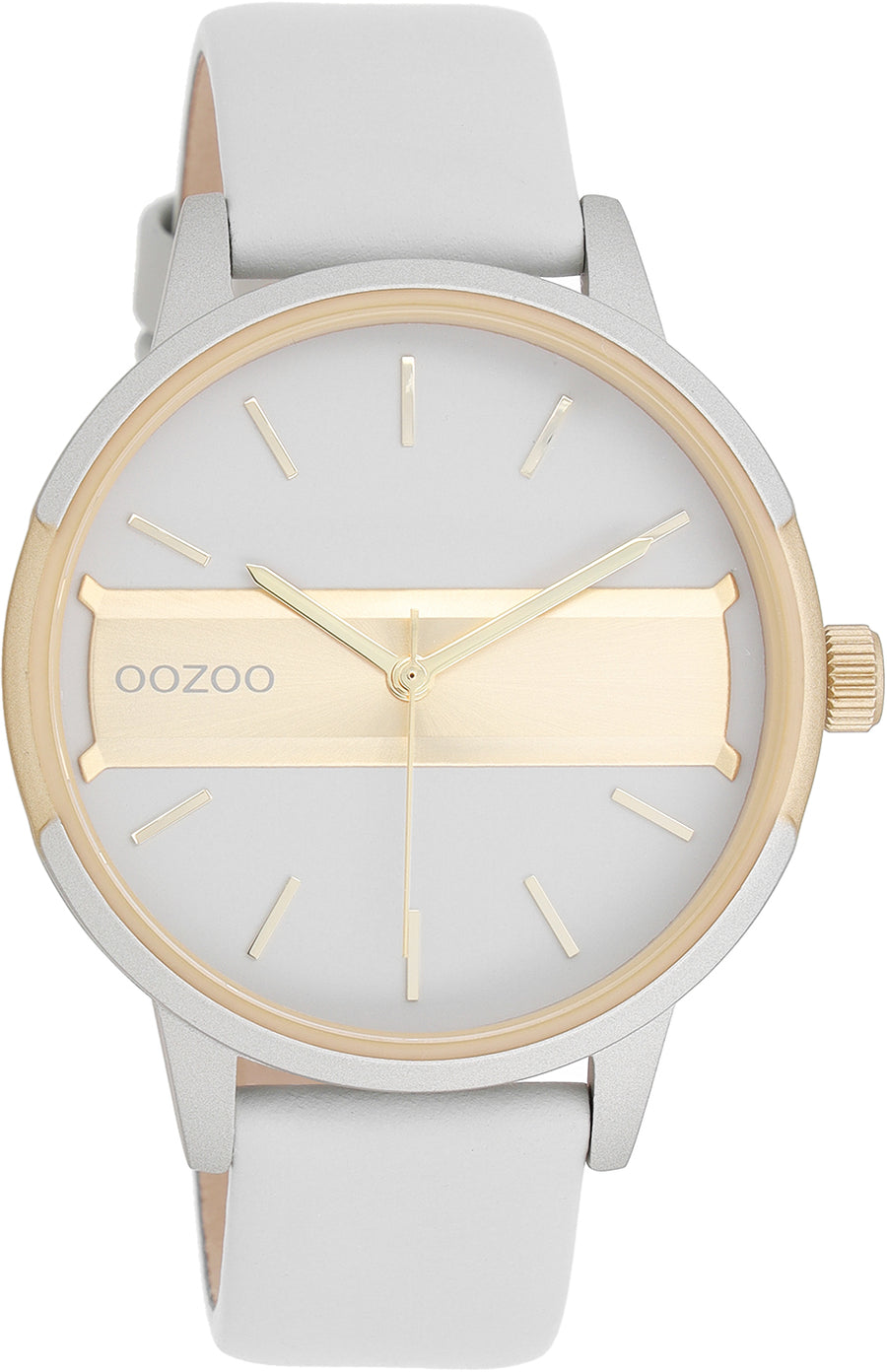 OOZOO Timepieces - C11152 - Damen - Leder-Armband - Hellgrau Gold