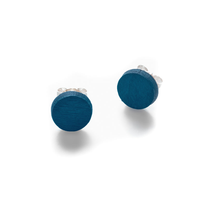 PILKE ROUND Ohrstecker<br />Birke Blau<br />Silber