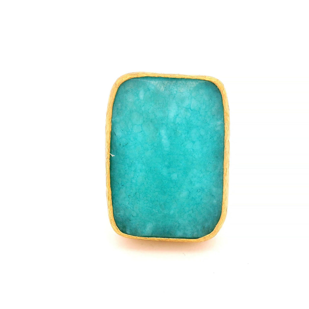 Ring Messing vergoldet türkiser Chalcedon