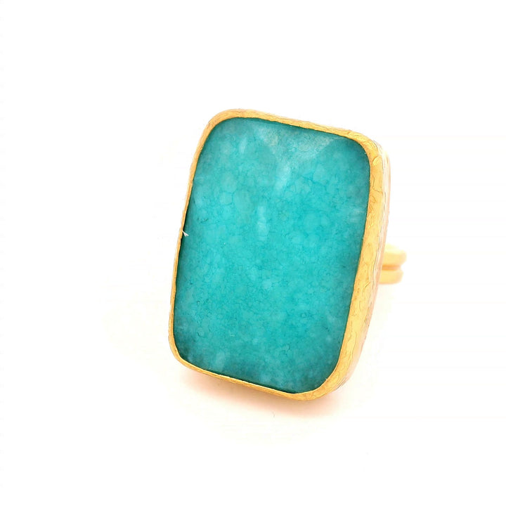 Ring Messing vergoldet türkiser Chalcedon