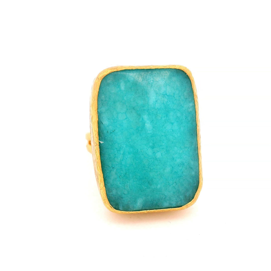 Ring Messing vergoldet türkiser Chalcedon