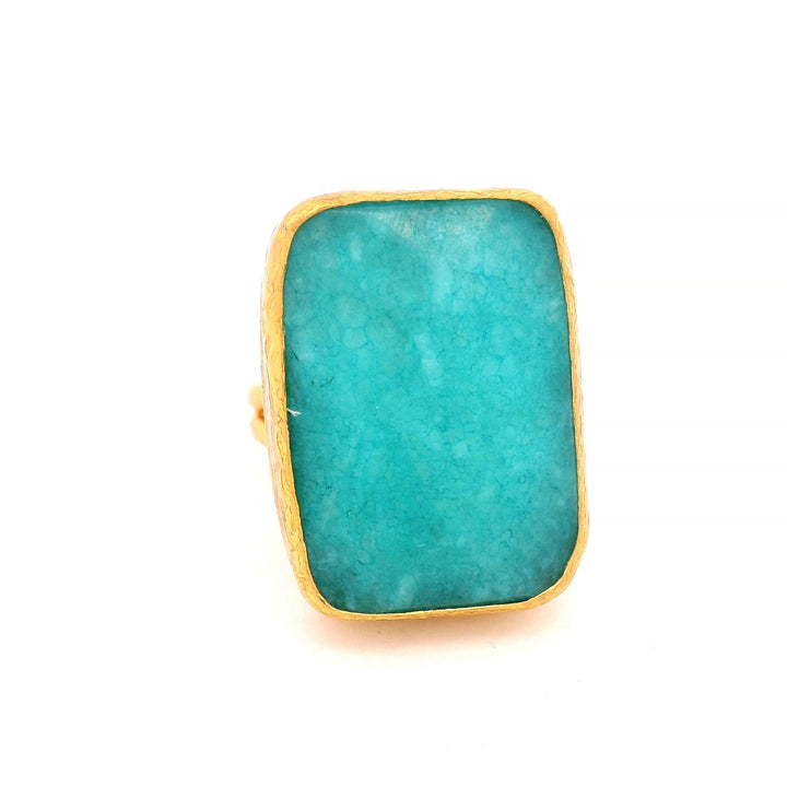 Ring Messing vergoldet türkiser Chalcedon