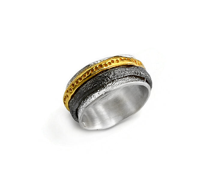 Ring Silber, vergoldet und geschwärzt