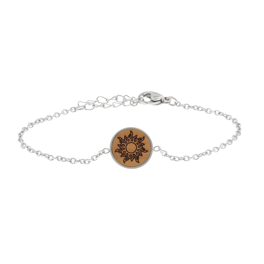 Sonne Armband Skyla aus Edelstahl und Nussholz