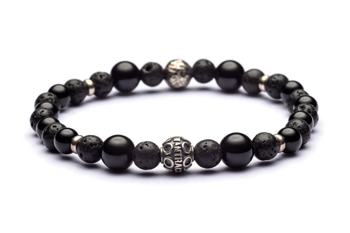 Victor - Classic Armband 6 mm Kugeln - 925er Silber Hämatit, Serpentin, Granat