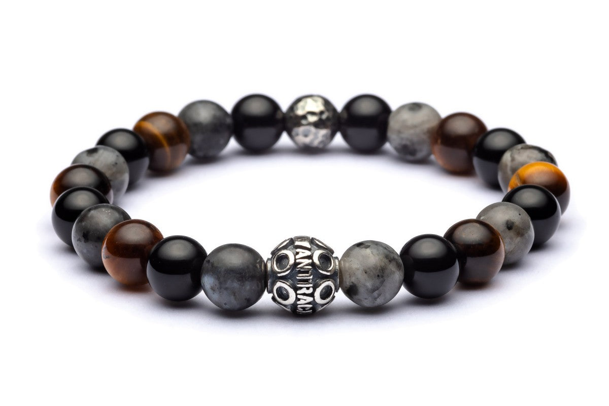 Virgo - Armband 8 mm Kugeln - 925er Silber Tigerauge, Labradorit gemischt