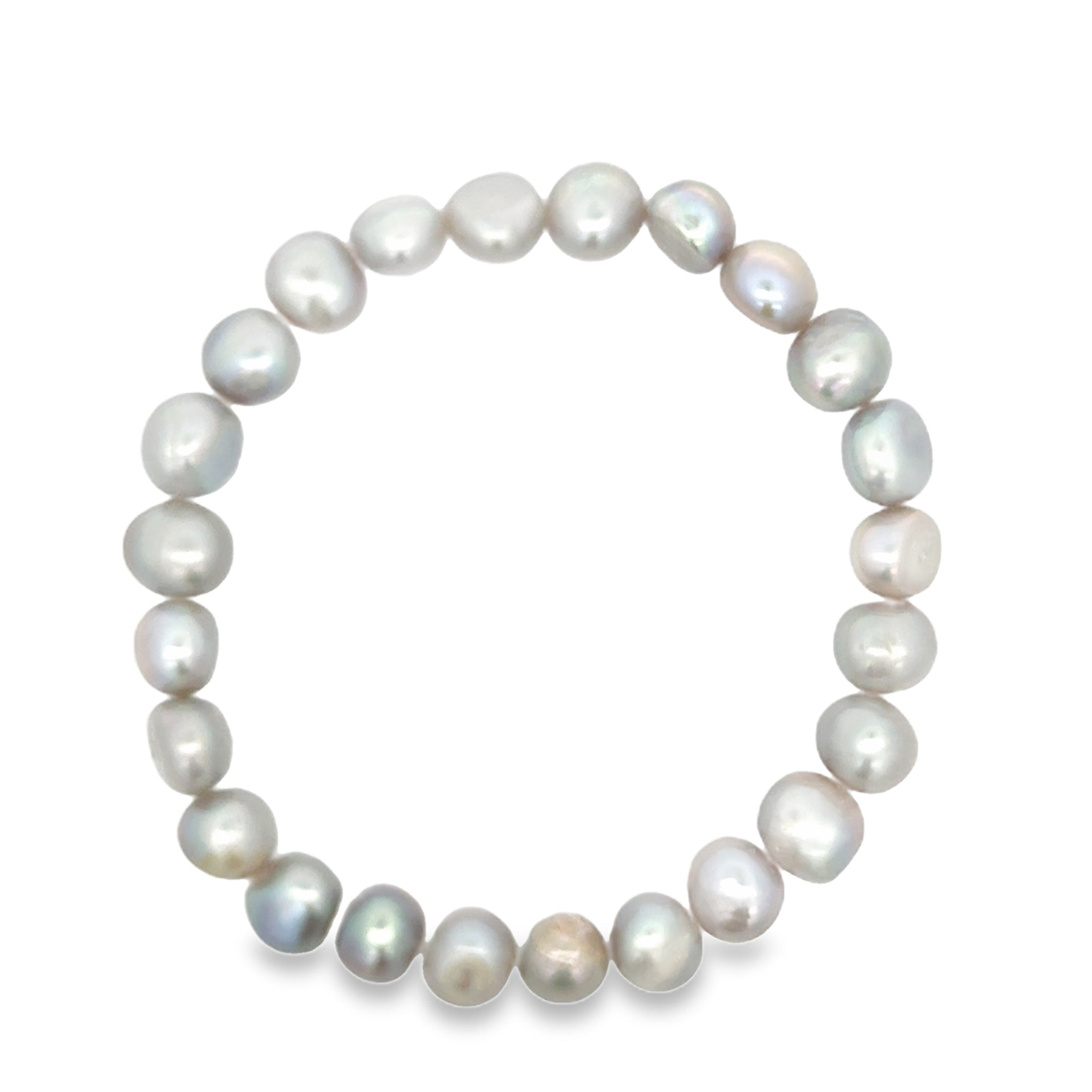 Süsswasserperle elastisches Armband, grau