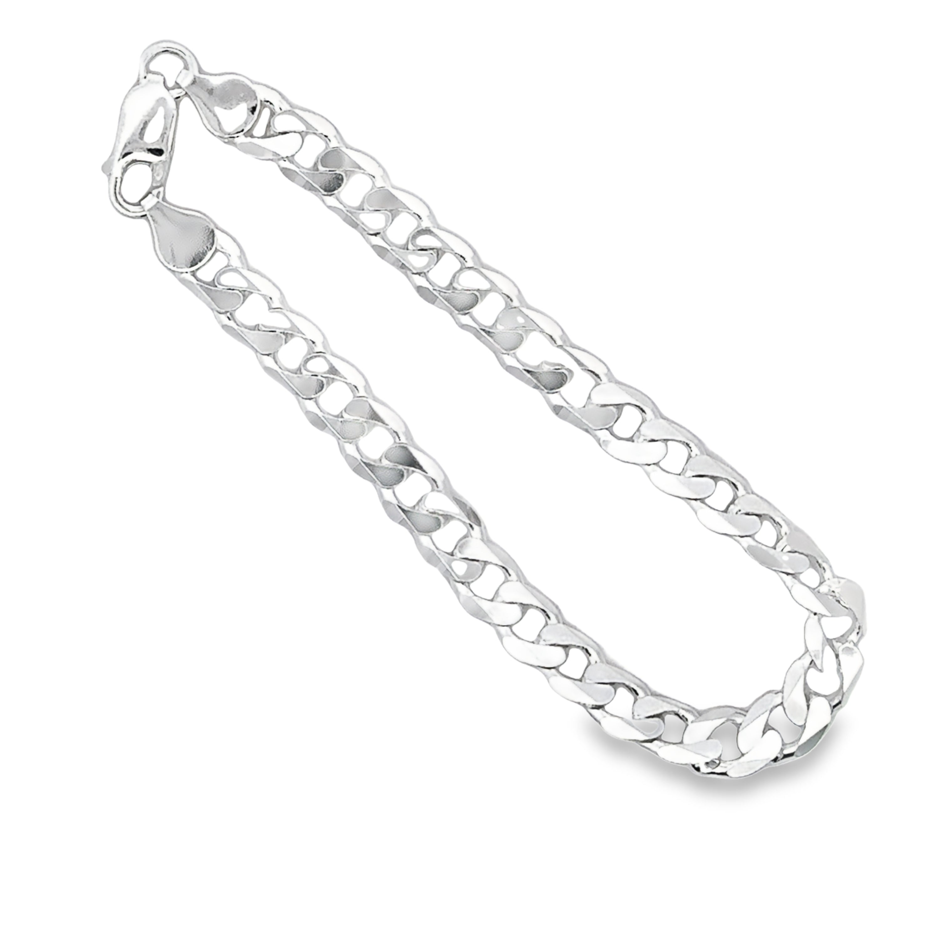 Curb Panzerkette Armband 7 mm, 925er Silber, made in Italy