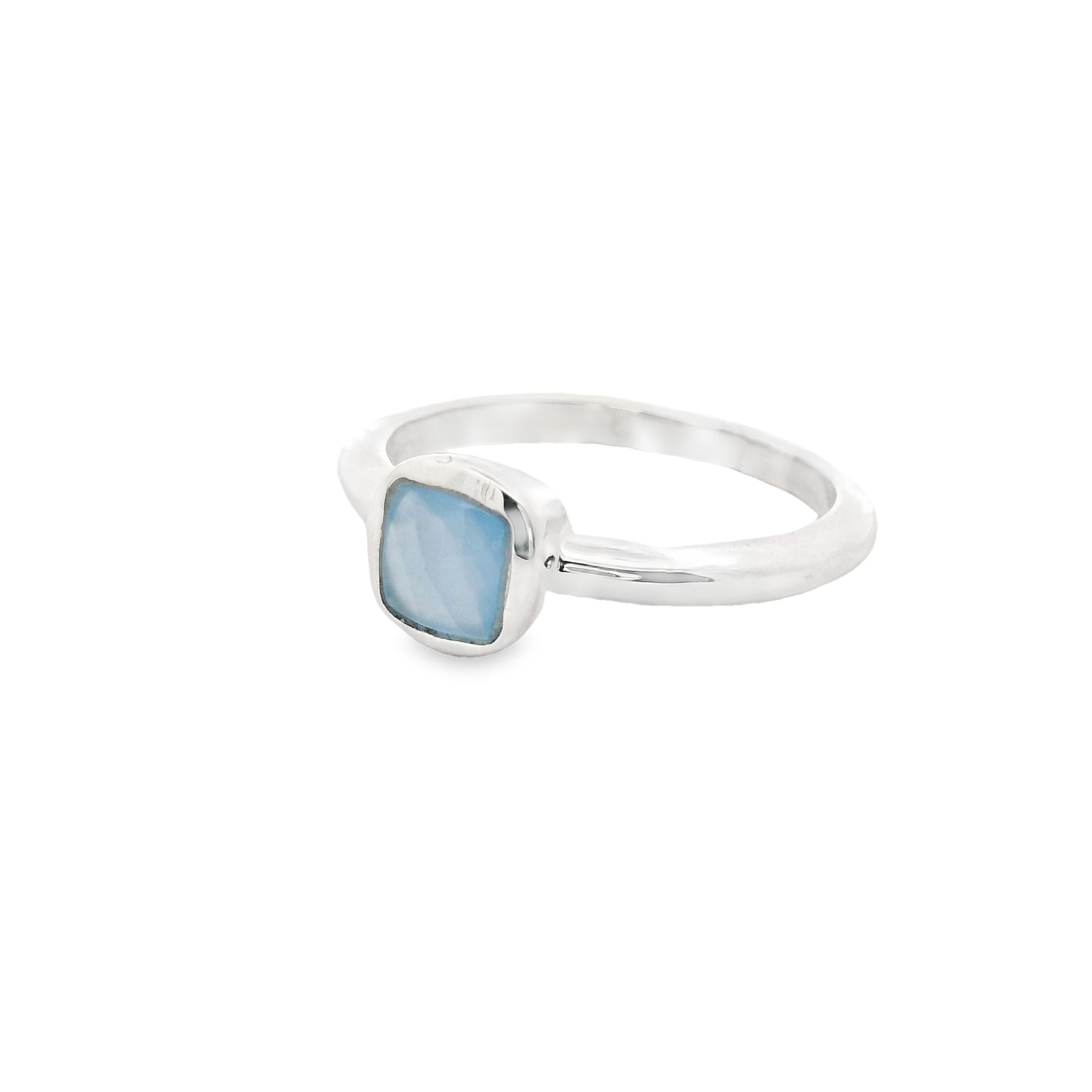 Blauer Chalcedon Silber Ring