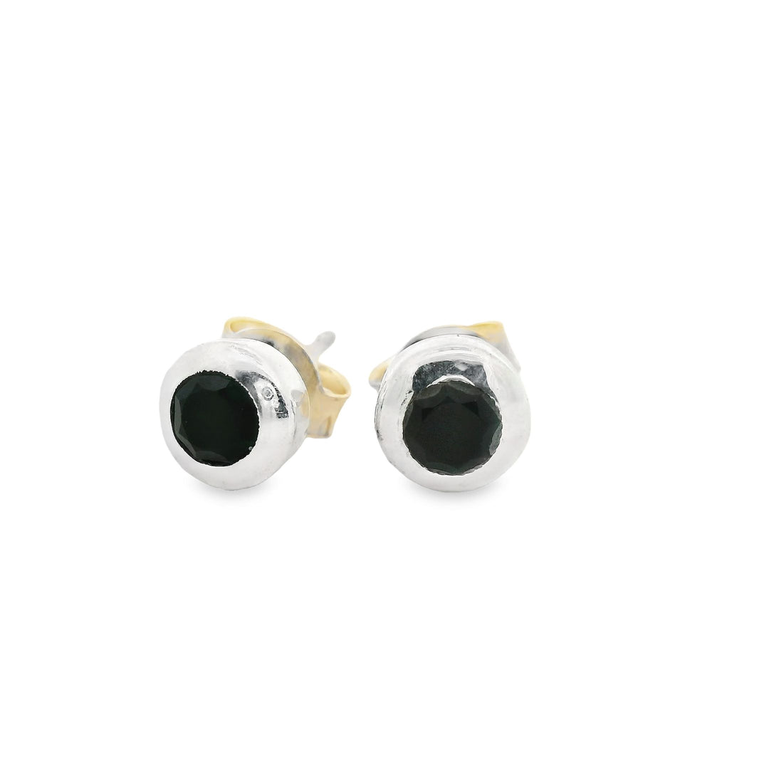 Onyx Silber Ohrstecker facettiert