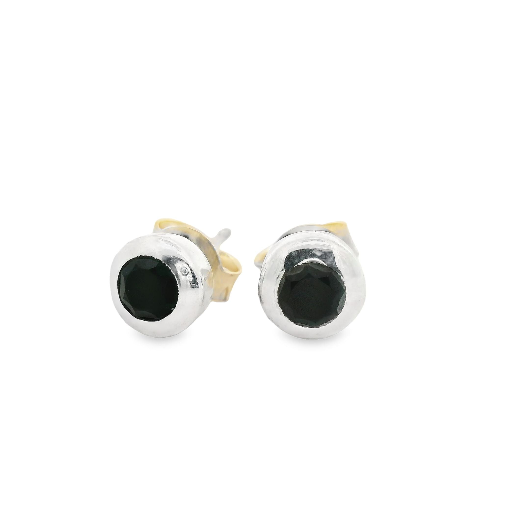 Onyx Silber Ohrstecker facettiert