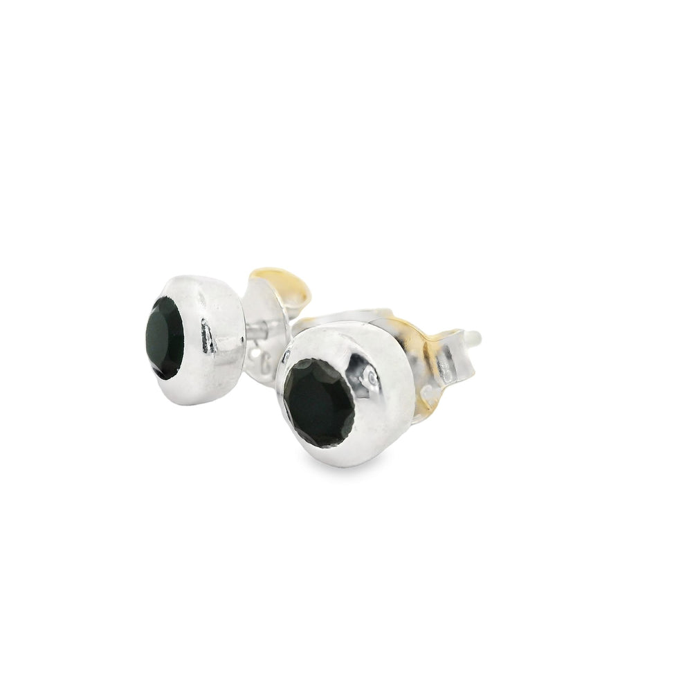 Onyx Silber Ohrstecker facettiert