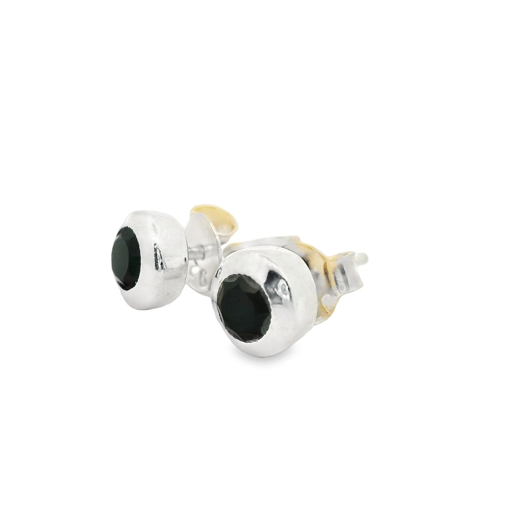 Onyx Silber Ohrstecker facettiert