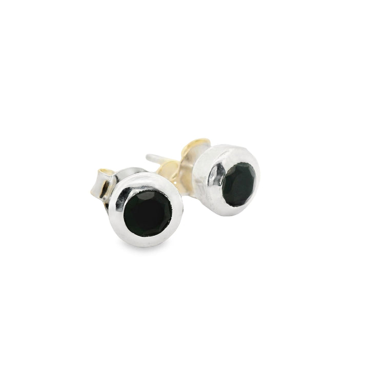 Onyx Silber Ohrstecker facettiert