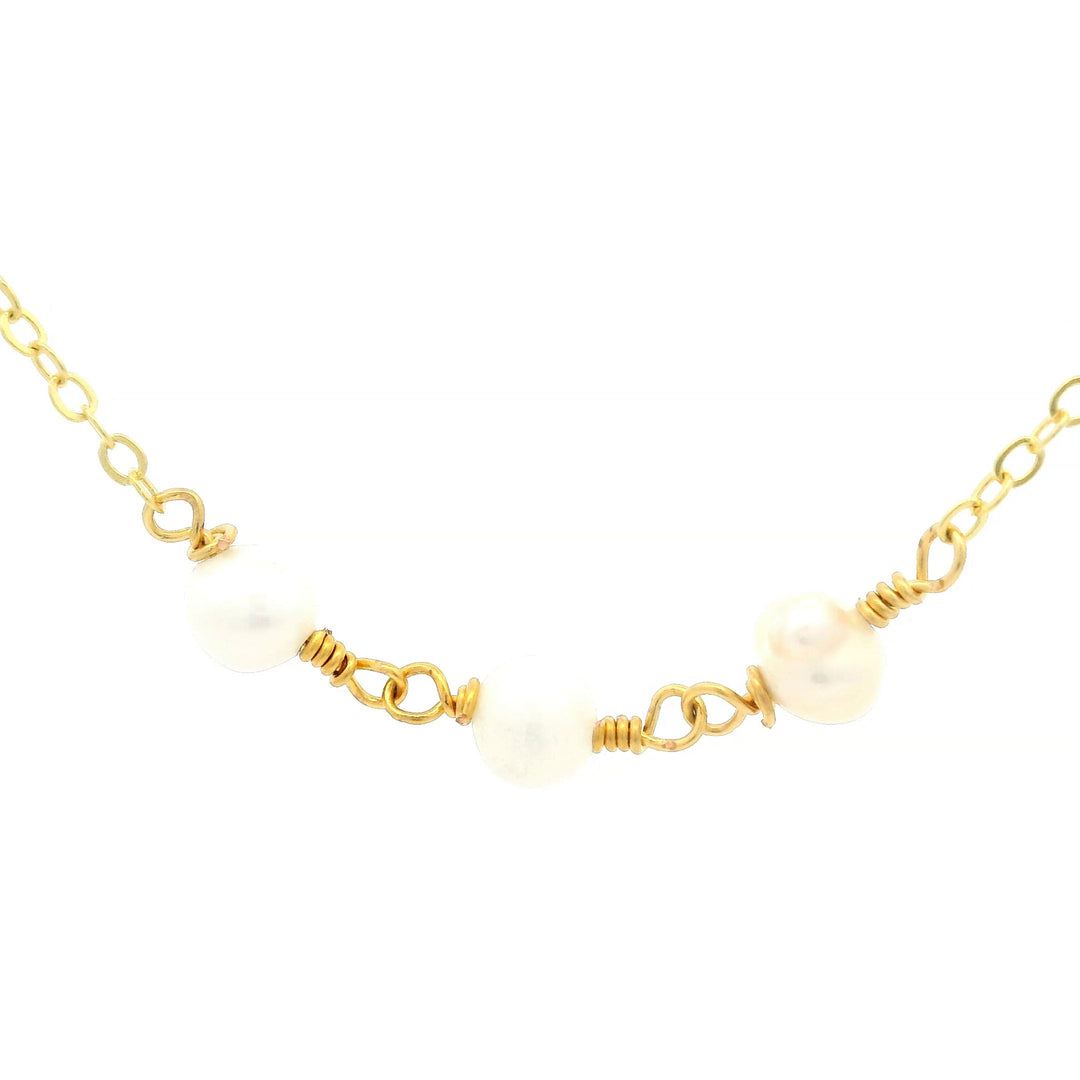 Kette aus Messing, vergoldet, Mini Barockperle