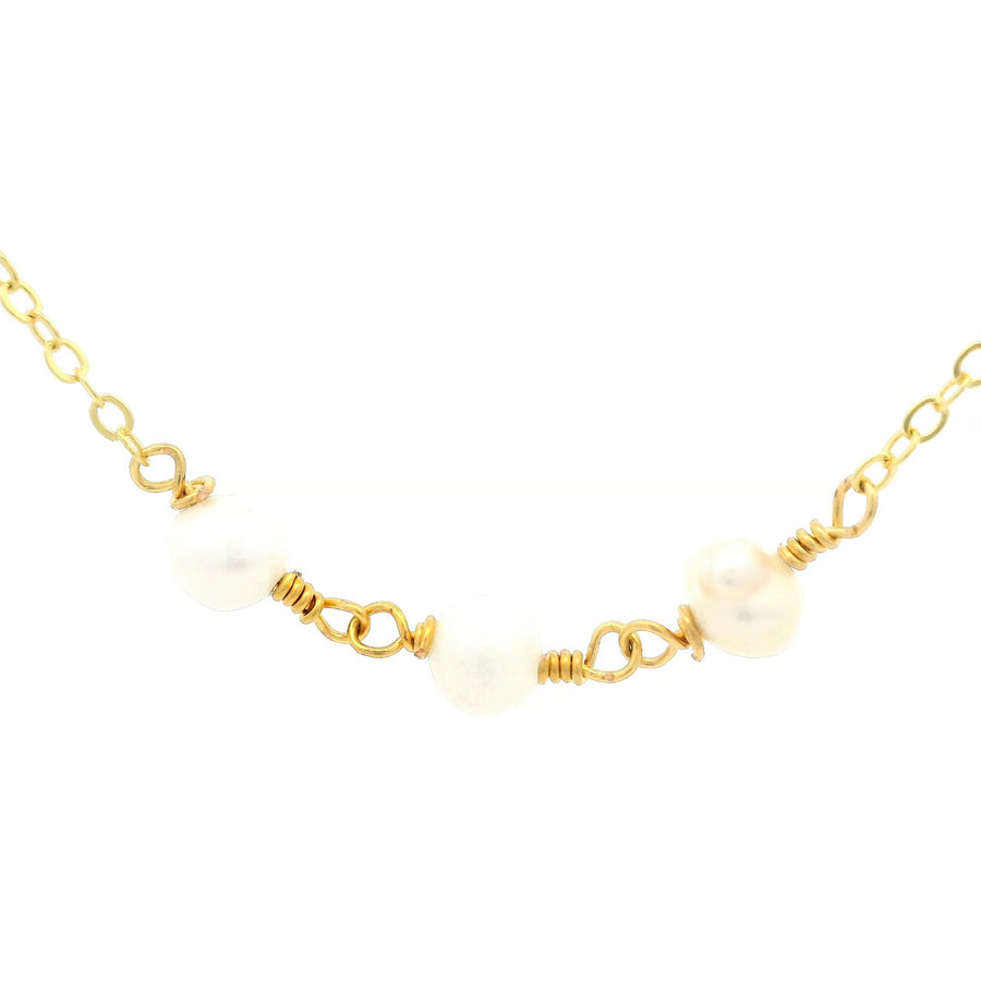 Kette aus Messing, vergoldet, Mini Barockperle