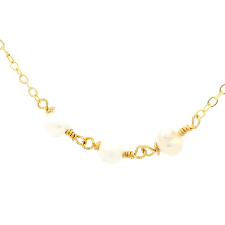Kette aus Messing, vergoldet, Mini Barockperle