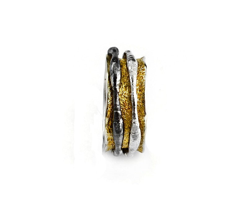 Ring Silber vergoldet und geschwärzt, Gr. 59