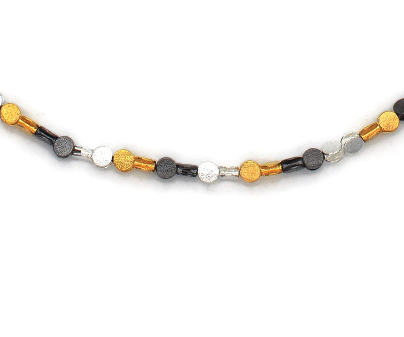 Collier Silber, vergoldet, geschwärzt