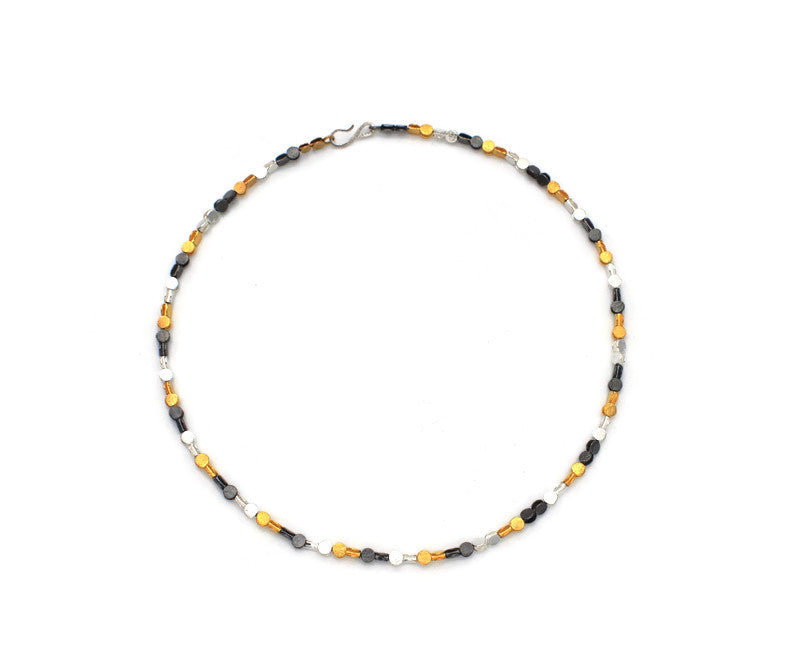 Collier Silber, vergoldet, geschwärzt