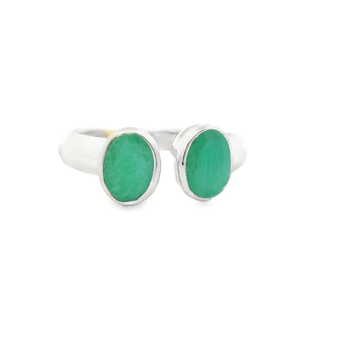 Smaragd Silber Ring mit zwei Steinen
