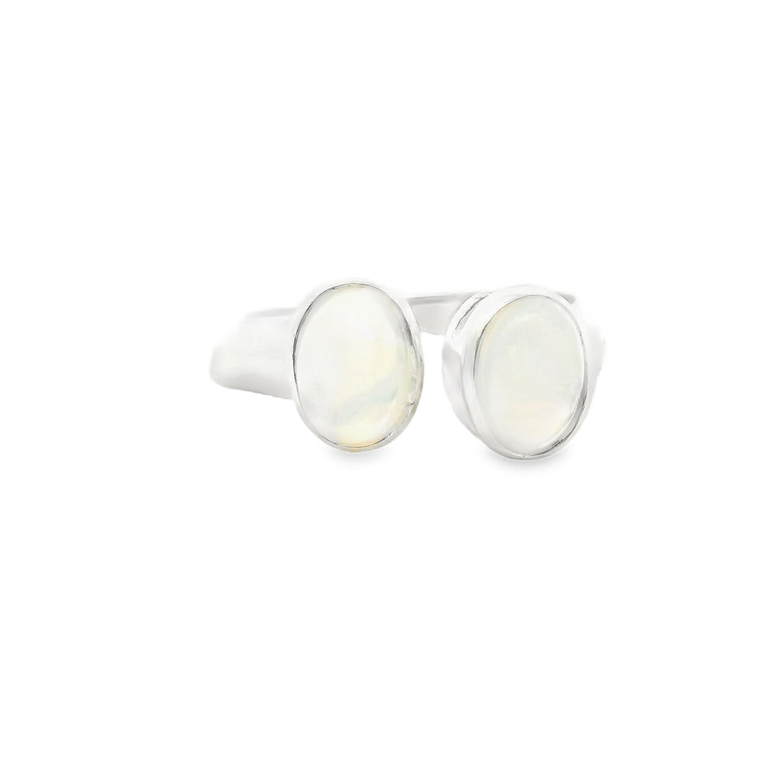 Opal rekonstruiert, Silber Ring mit zwei Steinen
